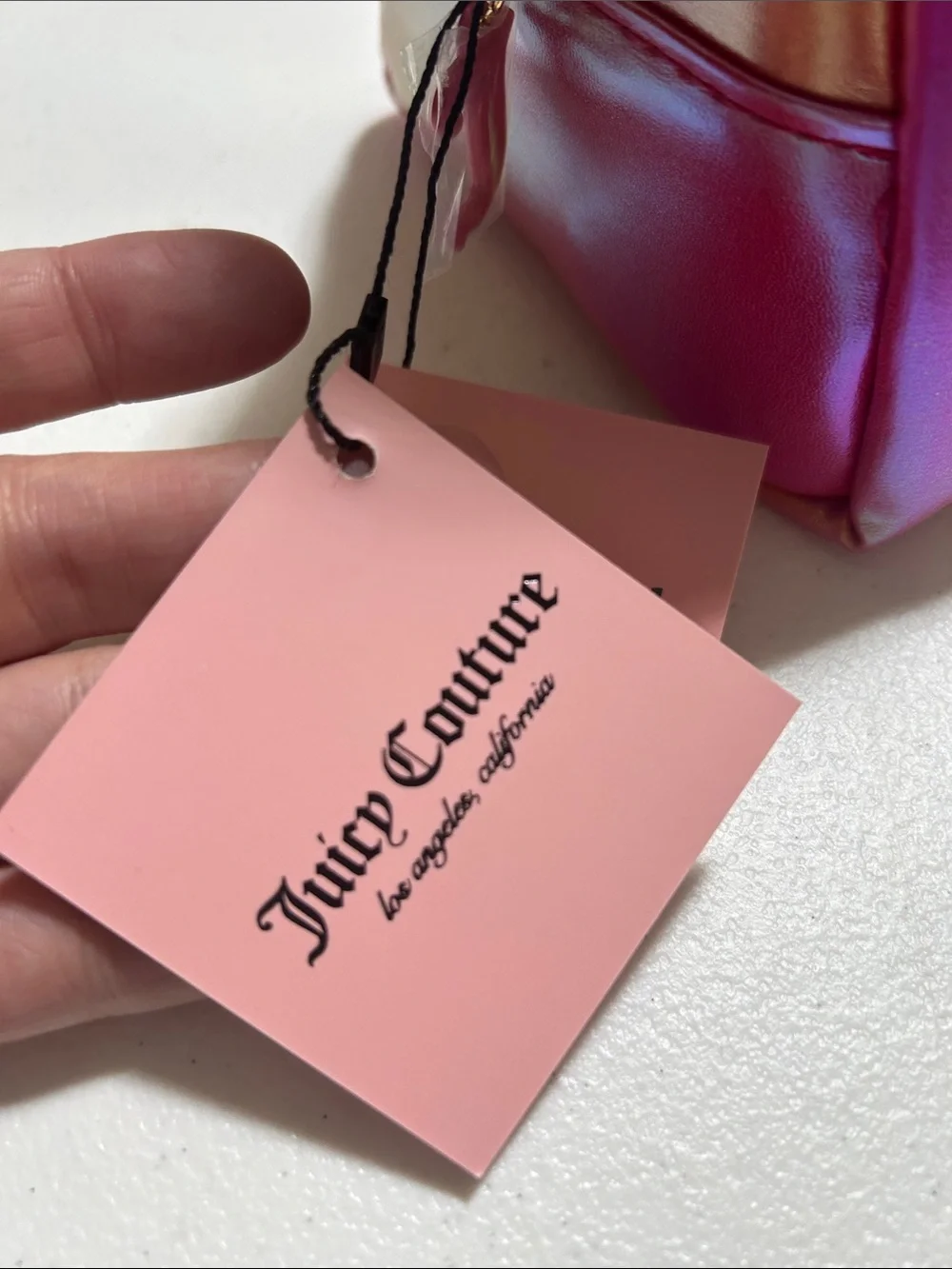 Juicy Couture Pink Metallic Rhinestone Logo Cosmetic Pouch